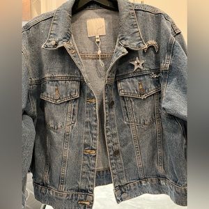 JOIE Redmondia Cropped Denim Jacket Sz L